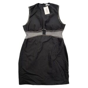 Heiress Beverly Hills Dress Women XL Black Rhinestone Sheer Waistband Padded Bra